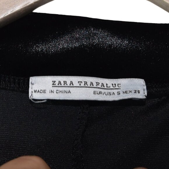 Zara Trafaluc Black Velvet Midi Dress S Mock Neck Minimalist Sleek Fit - Picture 7 of 7